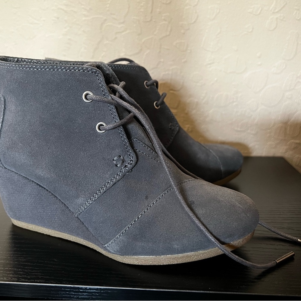 Toms Charcoal Wedge Ankle Boots